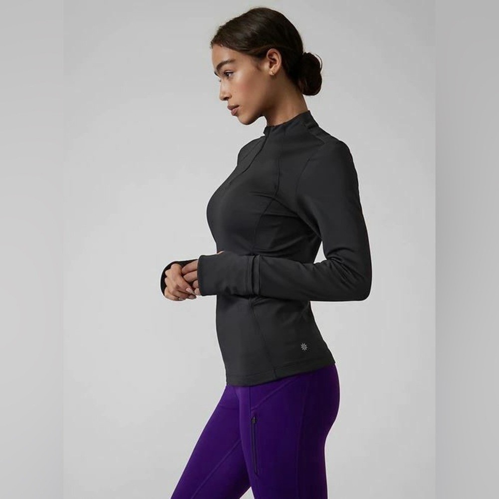 Athleta Whistler Half Zip Pullover Womens XS Black Athletic Running Layer